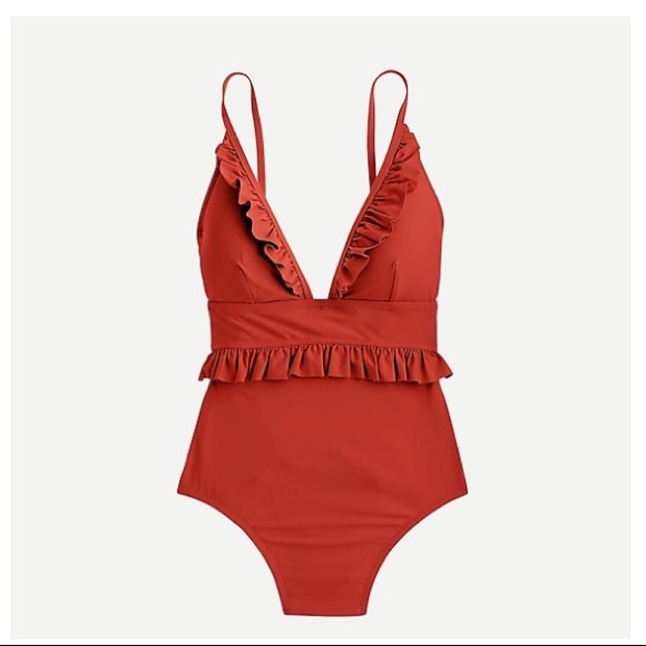 J. Crew Swim J Crew Ruffle Deepv Onepiece Swimsuit Poshmark